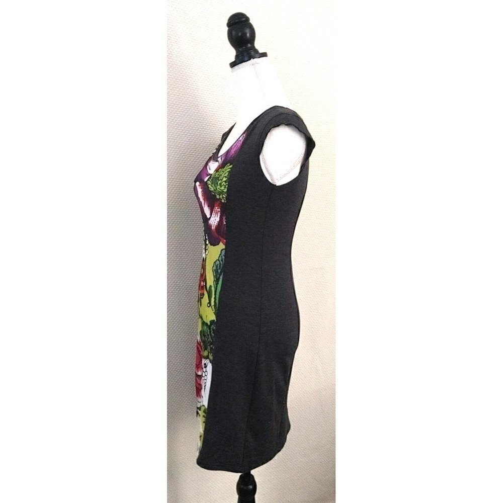 Desigual A-Line Shift Dress Gray with Multi-Color Floral Print Design Size XS - Picture 6 of 8